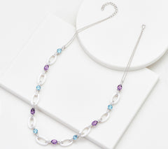 Sterling Silver White Agate Gemstone Link Necklace