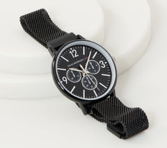 Isaac Mizrahi Live! Magnetic Mesh Strap Metal Watch – Black Tone