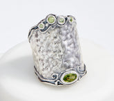 Or Paz Sterling Silver Bold Graduated Hammered Peridot Ring, Size 6
