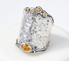 Or Paz Sterling Silver Bold Graduated Hammered Citrine Ring, Size 6