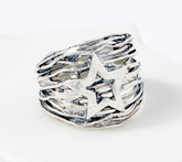 Or Paz Sterling Silver Wire-Wrapped Graduated Star Band Ring, Size 8