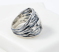 Or Paz Sterling Silver Wire-Wrapped Cross Band Ring, Size 6