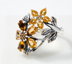 Or Paz Sterling Silver Citrine Flowers Ring, Size 7