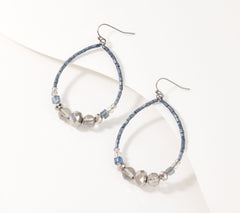 Susan Graver Front Facing Faceted Hematite Hoop Earrings