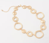Susan Graver Goldtone Textured and Polished Circle Link Necklace 19"