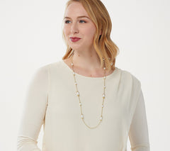 JUDITH Verona 14K Gold Clad White Agate ,Gemstone Necklace 36"