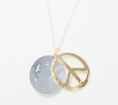 RLM Bronze Yellow Peace Sign Pendant Necklace