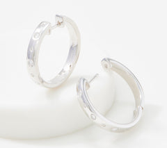 Affinity Sterling Silver Flush Set Diamond Hoops, 1/4 cttw