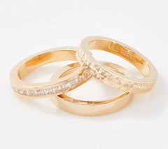 Gold One 1K Gold Set of 3 Stackable Band Ring Size 5"