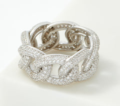 Anillo de eslabones curvos de plata de ley Diamonique de 2,20 cts, talla 10