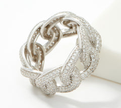 Anillo de eslabones curvos de plata de ley Diamonique de 2,20 cts, talla 10