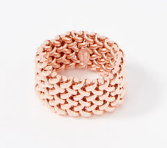Anillo flexible de plata esterlina italiana con eslabones pulidos y revestido en oro, talla 5