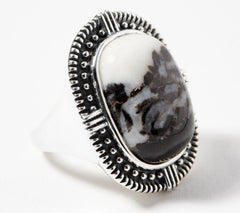 Generation Gems Sterling Silver Cushion Cabochon white Buffalo Ring, Size 8