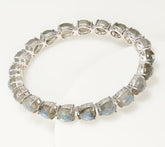 Generation Gems Pear Labradorite Slip On Bangle Bracelet Sterling Silver