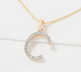 Affinity 14K Yellow Gold Diamond "C" Initial Necklace, 1/10cttw