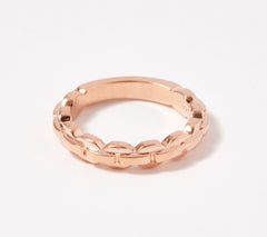 JAI Sterling Silver Rose Colored Box Chain Band Ring,  Size 11