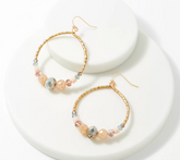 Susan Graver Front Facing Faceted Hematite Hoop Goldtone Earrings