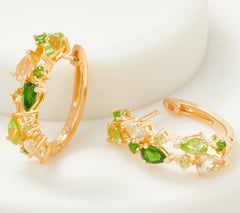 Pendientes de aro de peridoto de talla mixta revestidos en oro de plata esterlina Affinity Gems