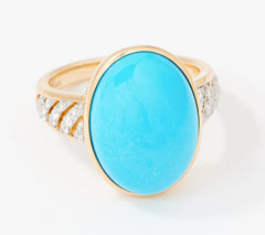 Vault Sleeping Beauty Turquoise and Diamond Ring, 14K Gold, Size 7