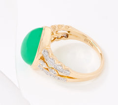 Vault Chrysoprase and Diamond 14K Gold Ring, Size 11
