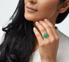 Vault Chrysoprase and Diamond 14K Gold Ring, Size 11