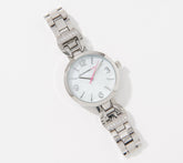 Isaac Mizrahi Live! Silver Tone Metal Horsebit Watch with Crystal Detail
