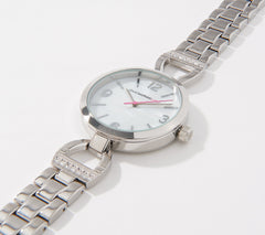Isaac Mizrahi Live! Silver Tone Metal Horsebit Watch with Crystal Detail