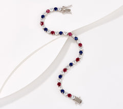 Diamonique Americana Tennis Bracelet Sterling Silver, 8"