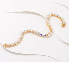 Diamonique Sterling Silver Goldclad Aurora Borealis Pear Cut Bracelet, 7-1/2"