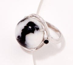 Generation Gems Round White Buffalo Cabochon Sterling Silver Ring. Size 9