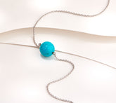 Generation Gems Opaque Turquoise Gemstone Solitaire Bead SS Necklace
