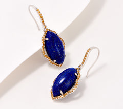 Affinity Sterling Silver Lapis Marquise Cut French Wire Earrings