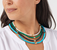 Affinity Multi-Layer Gemstone Beaded Necklace, Sterling Silver