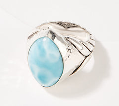 JAI Sterling Silver Marquise-Shaped Larimar Ring, Size 7