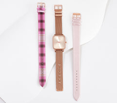 Isaac Mizrahi Live! Watch with S/3 Interchangeable Straps, Pink/Multi
