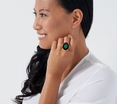 Gem Gossip 10k Gold Double Oval Green Malachite Ring Size 11