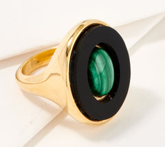 Gem Gossip 10k Gold Double Oval Green Malachite Ring Size 11