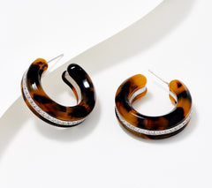 Diamonique x Zaxie Tortoise Hoop Earrings, 1-1/4"