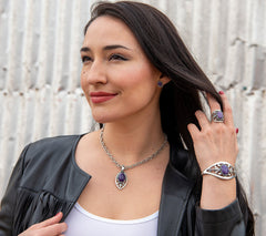 American West Sterling Oval Purple Charoite Enhancer