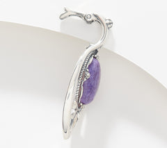 American West Sterling Oval Purple Charoite Enhancer