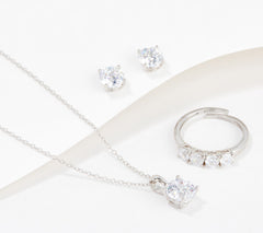 Diamonique Sterling Silver 100-Facet Cushion-Cut Giftable Collection