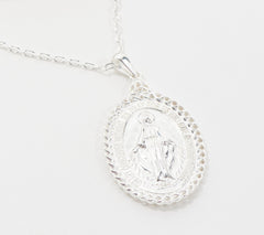 JMH Jewellery Sterling Silver Miraculous Medal Pendant with 18" Chain