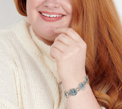 Artisan Crafted Scrollwork Abalone Station Bracelet, Sterling Silver