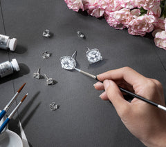 JAI Sterling Silver Cushion Cut Natural Blue Topaz Stud Earrings