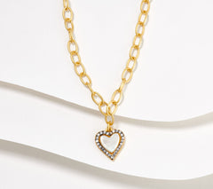 Collar de Freida Rothman con corazón de nácar revestido en oro y plata esterlina de 40,6 cm