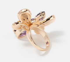 Joan Rivers Goldtone Crystal Gemstone Bee Ring Size 5