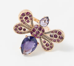 Joan Rivers Goldtone Crystal Gemstone Bee Ring Size 5