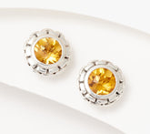 JAI Sterling Silver Box Chain Citrine Stud Earrings