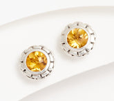 JAI Sterling Silver Box Chain Citrine Stud Earrings