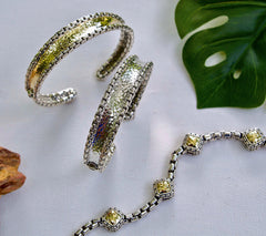 JAI Sterling Silver & 14K Gold 5.3mm Box Chain Station Bracelet, 8"